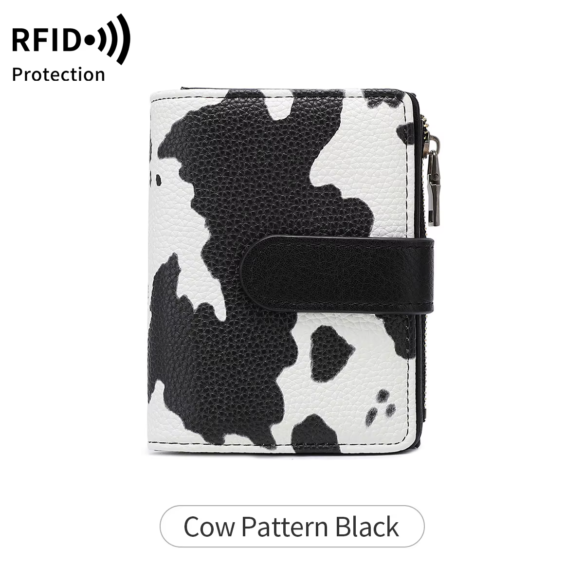 Portefeuille antivol RFID pour femme – Porte-monnaie rétro à trois volets avec fermeture à glissière