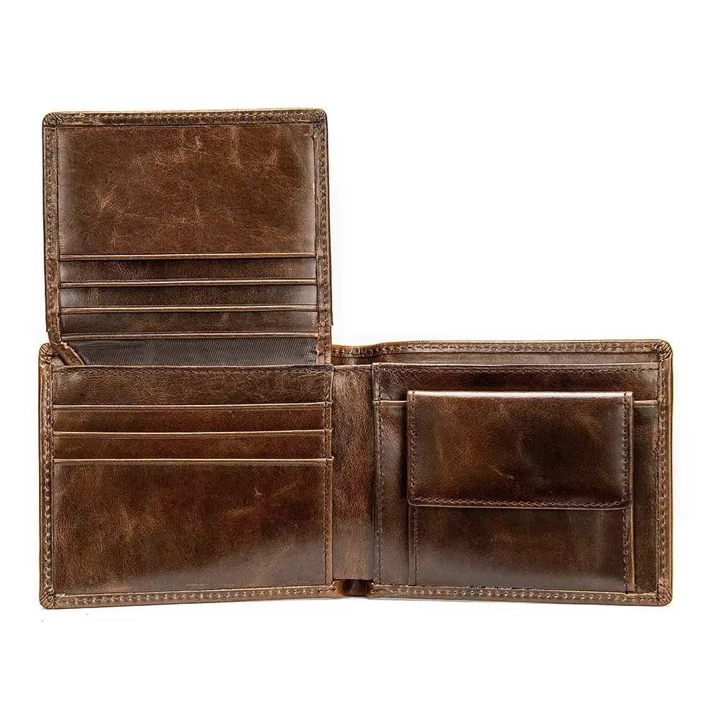 Portefeuille en cuir véritable pour hommes avec poche pour pièces de monnaie porte-monnaie antivol p