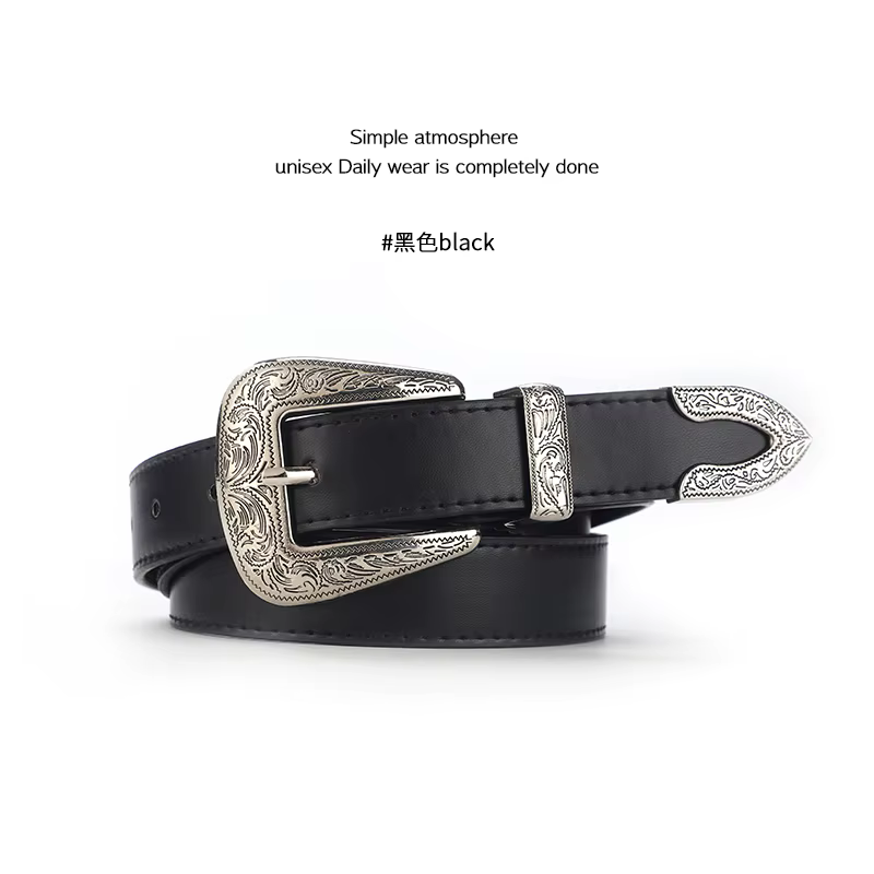 Une ceinture rétro polyvalente de style européen pour hommes et femmes, ceinture à boucle décontract
