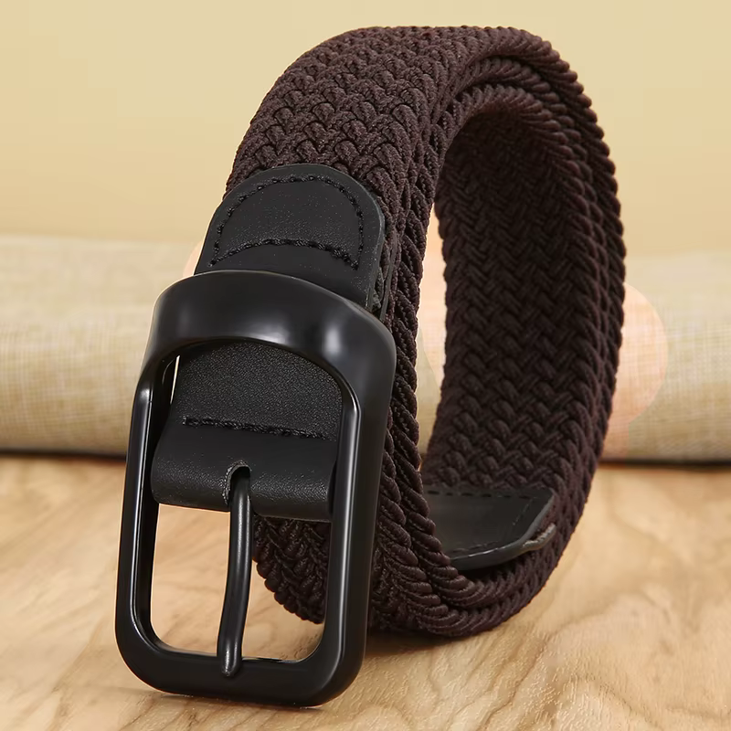 Ceinture tissée élastique en toile extensible pour hommes et femmes, sans trous, sans poinçon, pour 