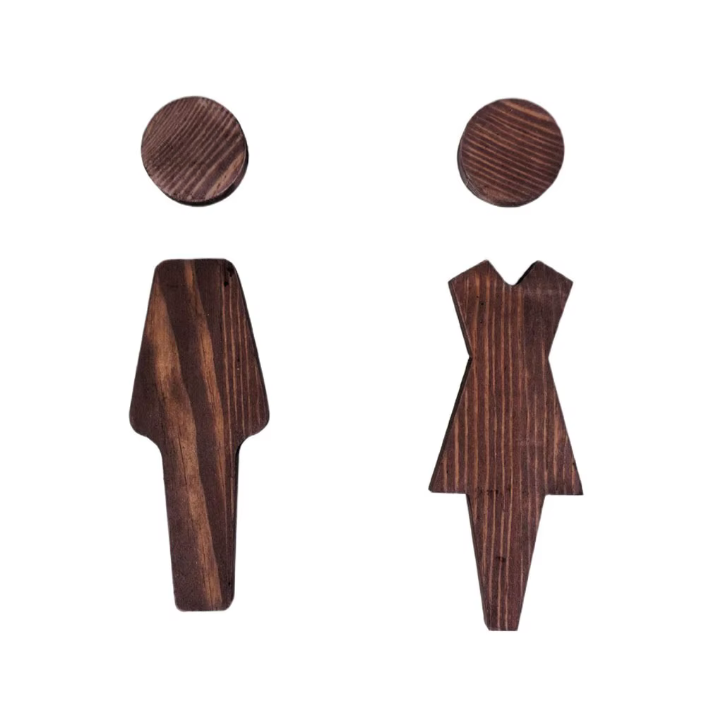 Panneaux de porte de toilette en bois massif, décoration de porte de WC antique, plaque de signalisa