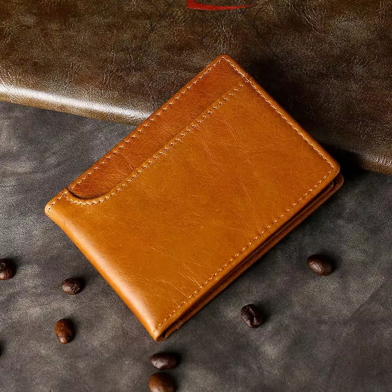 Portefeuille en cuir véritable pour hommes, planificateur de conduite, porte-cartes à trois volets, 
