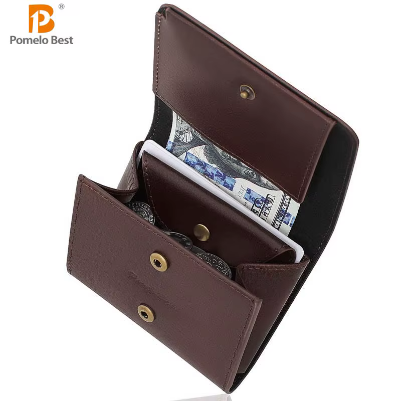 Petit portefeuille Portable pour hommes en cuir de Grain fin, Mini portefeuille Vintage en cuir véri