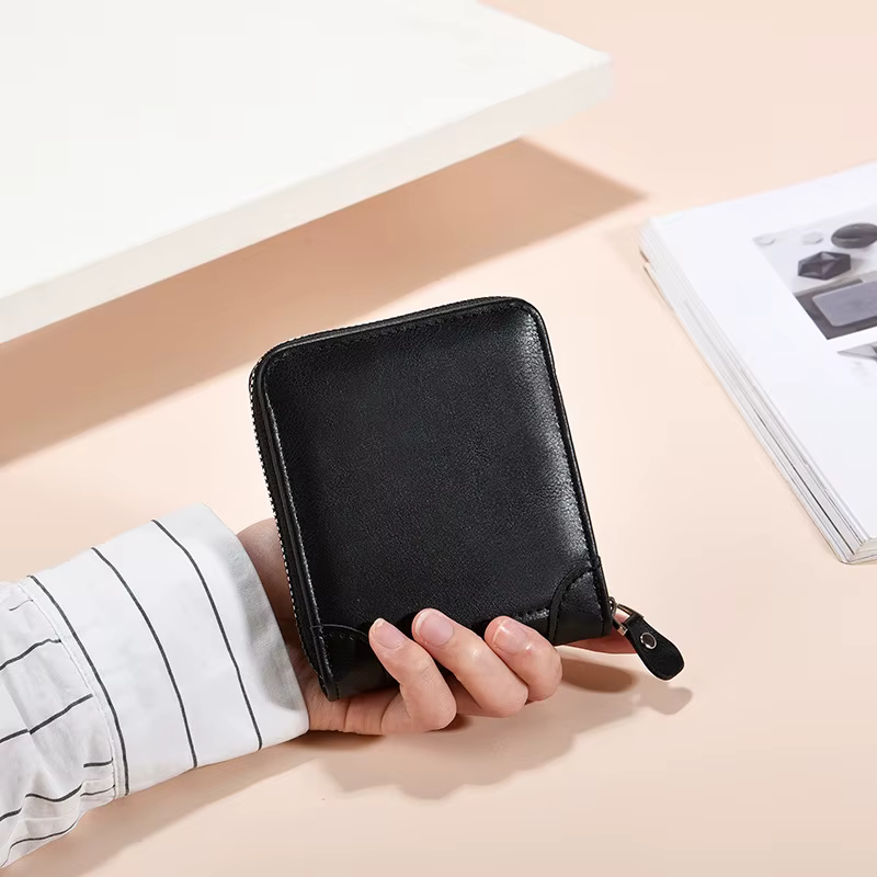 Portefeuille Vintage en cuir PU pour hommes, avec poche pour pièces de monnaie, court, petit porte-c
