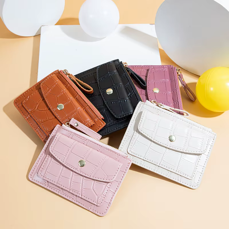 Portefeuilles en cuir PU à fermeture éclair pour femmes, porte-monnaie, mini clé, petit portefeuille