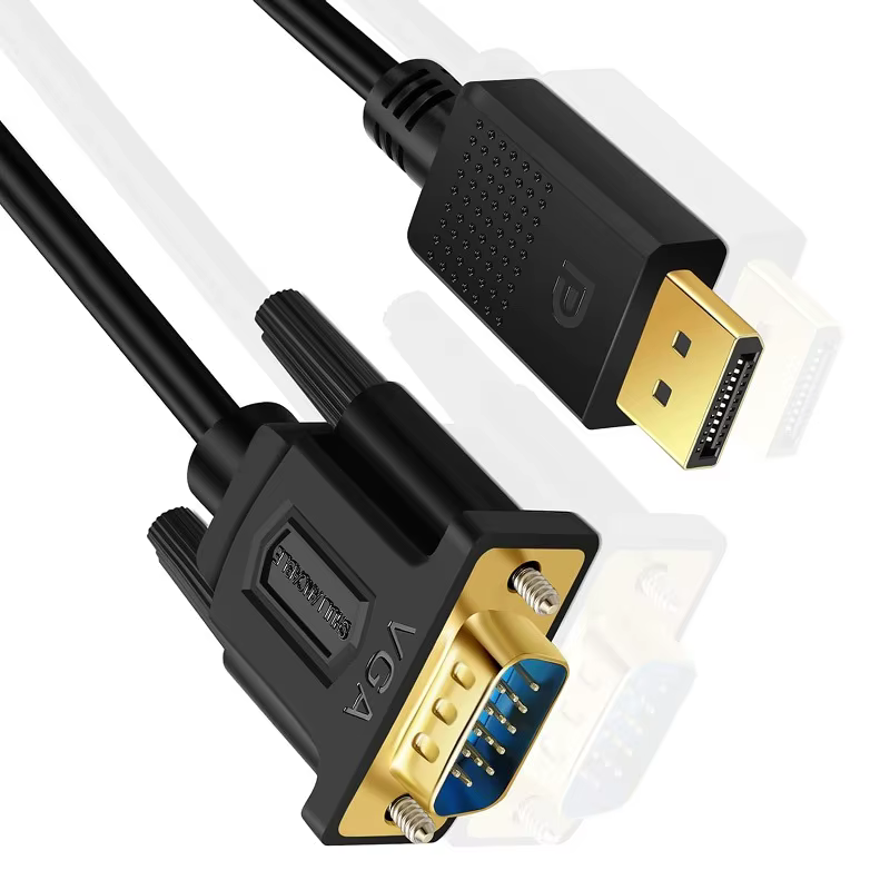 Adaptateur DisplayPort vers VGA, câble DP vers VGA, mâle vers mâle, plaqué or, adapté aux ordinateur