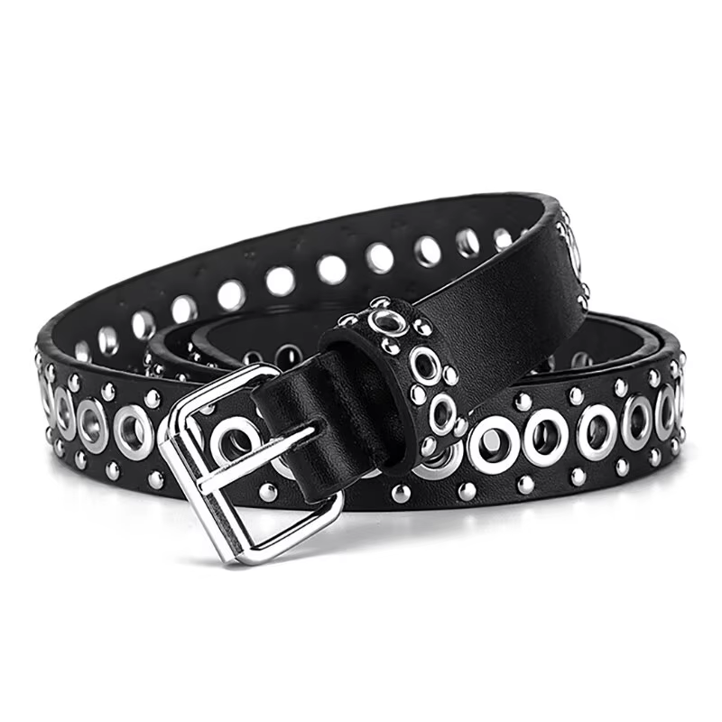 Ceinture fine à rivets pour femmes, à la mode, avec boucle à aiguille personnalisée, tendance de rue