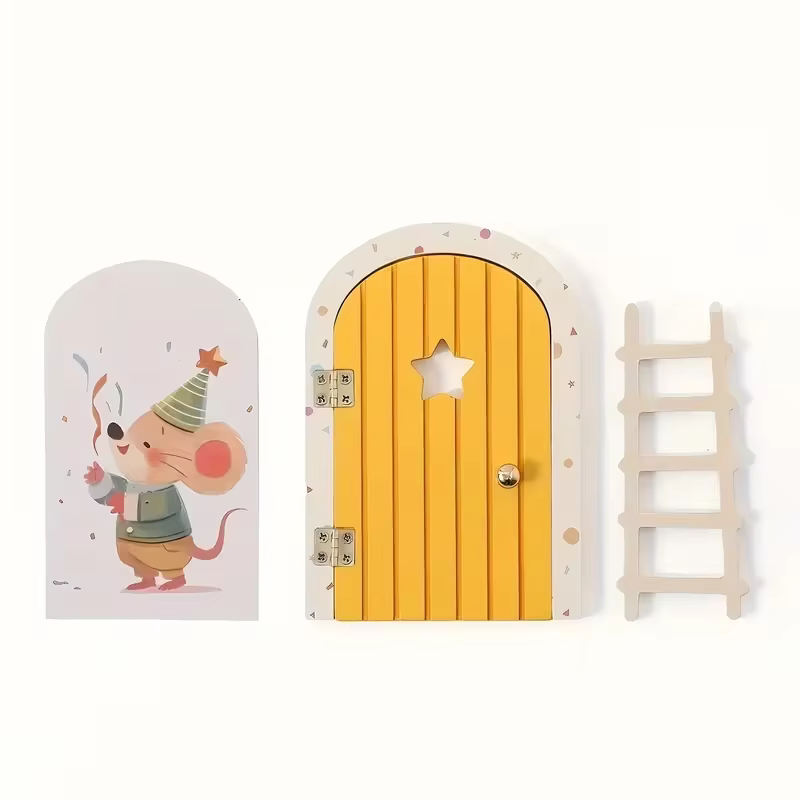 1 pièce de décoration de porte de fée en bois, avec des ornements colorés en forme de cœur pour une 