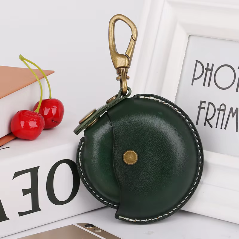 Petite bourse ronde en cuir véritable, sacs portables créatifs, porte-monnaie, sac de rangement pour