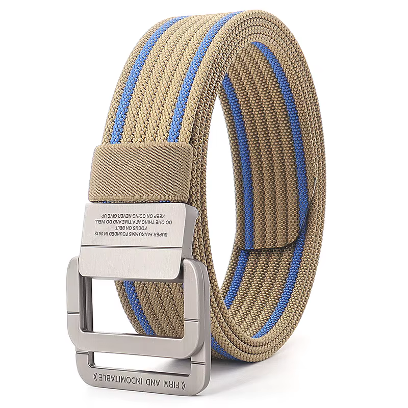 Ceinture en toile à double anneau en métal unisexe – Ceinture à sangle tactique pour jeans et décont