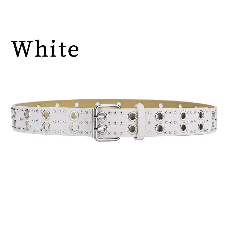 Ceinture tendance pour femmes et hommes, style punk, hip-hop, rock, subculture Y2K, à double trou, s