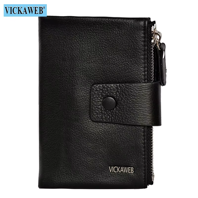 VICKAWEB Mini portefeuille femmes court en cuir véritable portefeuilles mode solide moraillon portef