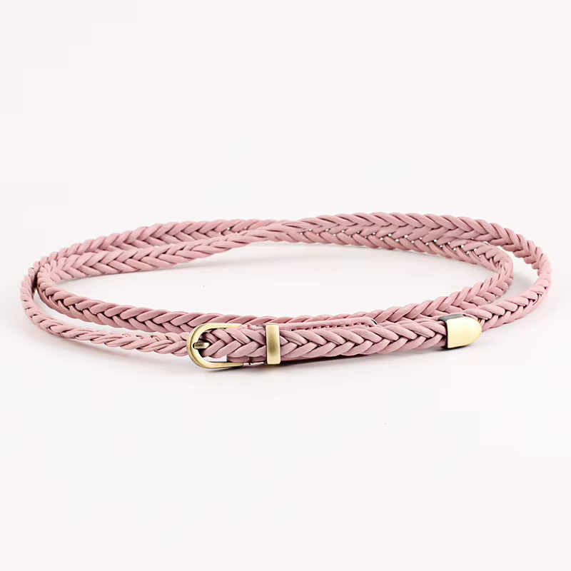 Ceinture fine tressée en cuir pour femme, robe chemise, ceintures décoratives, boucle ardillon, à la