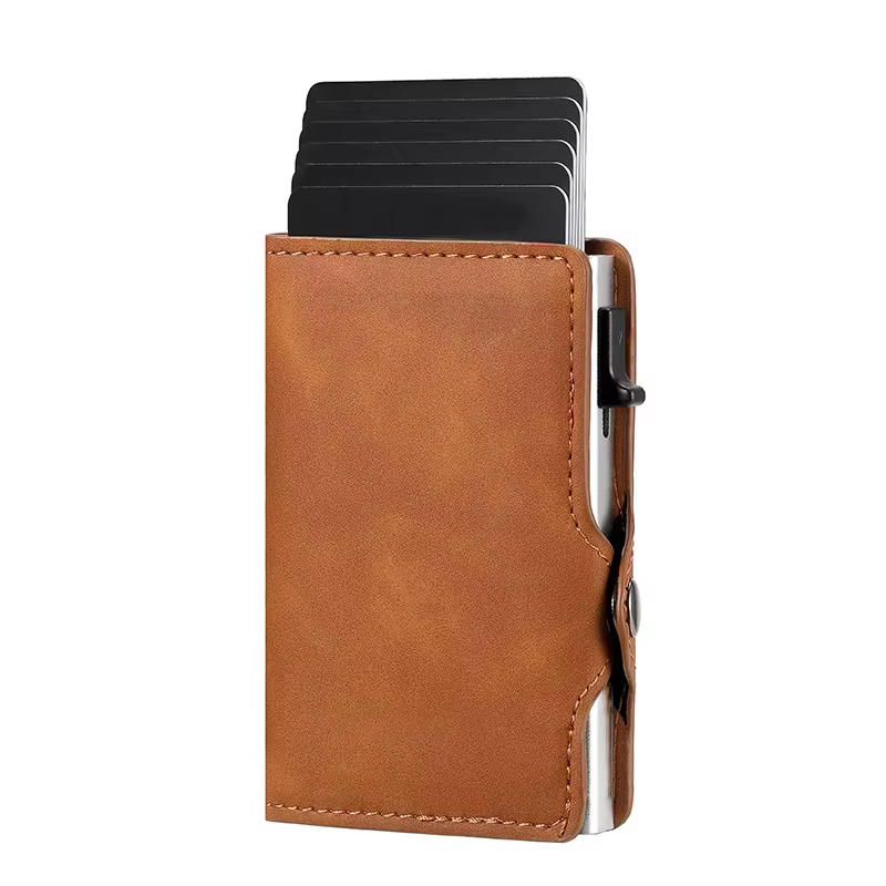 Porte-cartes en fibre de carbone pour hommes, blocage RFID, portefeuille intelligent en métal fin et