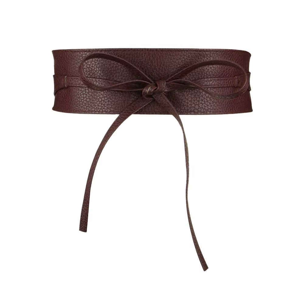 Femmes ceinture pour robe en cuir nœud papillon larges ceintures Simple enveloppement ceinture mante