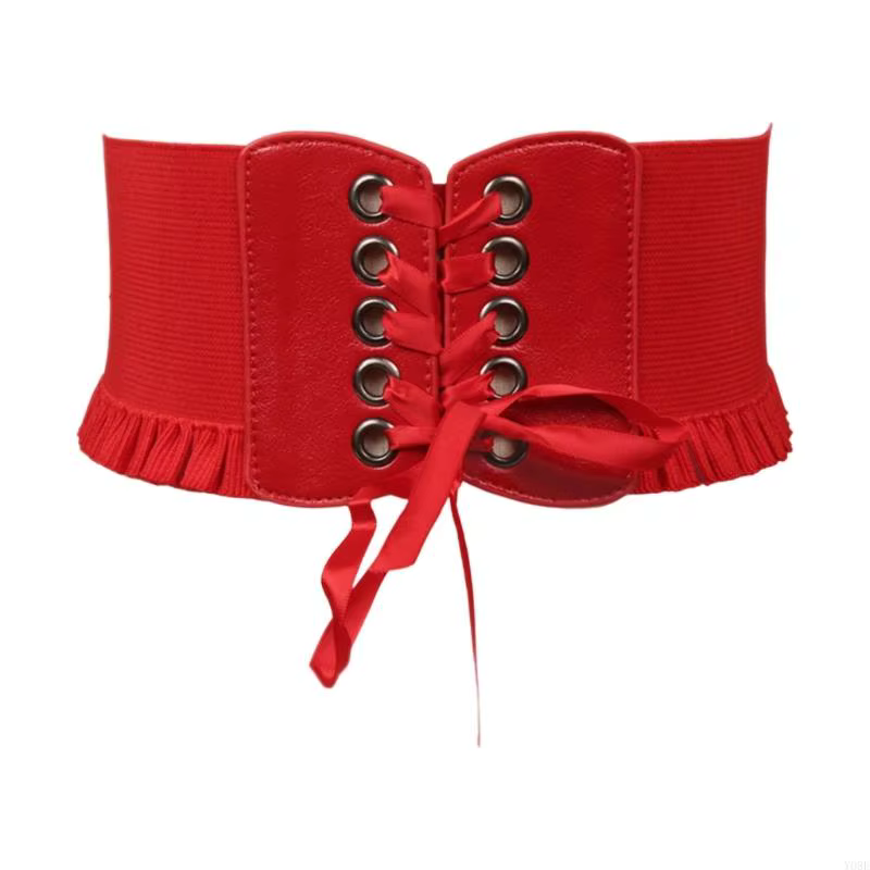 Large ceinture nouée sur le devant avec côtés élastiques pour superposition robe, haut tenue veste s