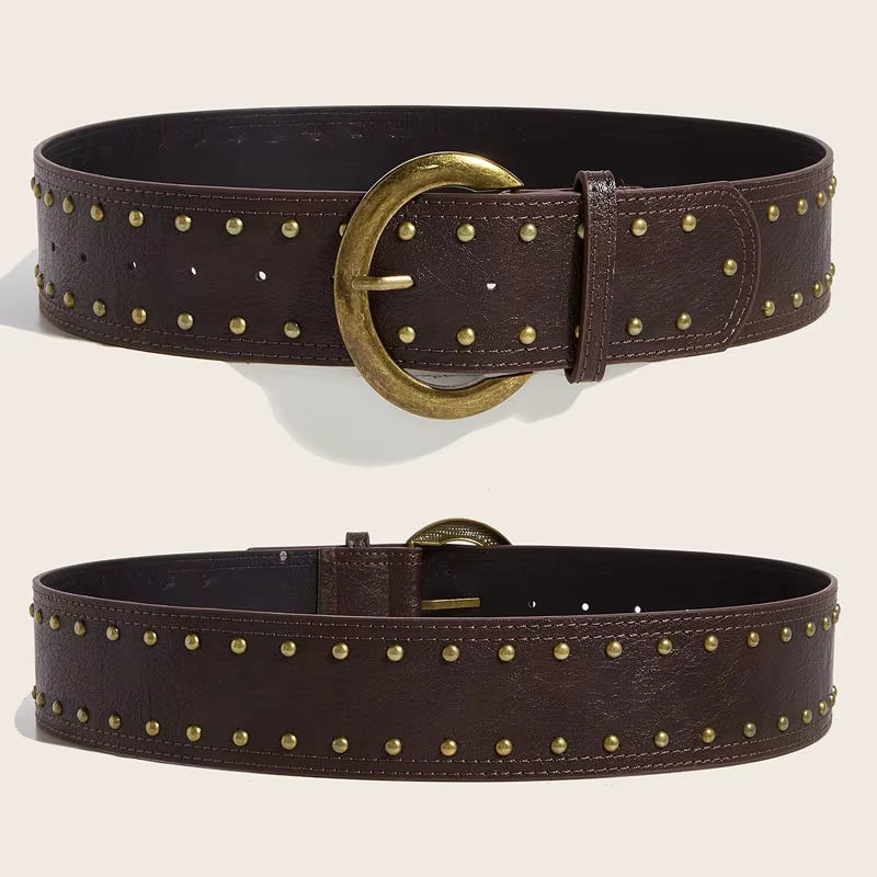 Ceinture large haut de gamme pour femmes, minimaliste, marron, Western Cowgirl, décoration gothique,