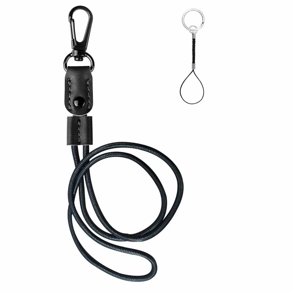 Collier en Cuir Tressé avec Fermoir en Métal, Cordon de Face Réglable, Porte-Carte d'Identité, Sangl
