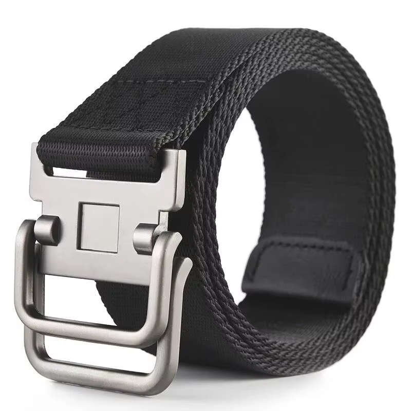 Ceinture en toile à boucle Double boucle pour hommes, pantalon Cargo pour étudiants et jeunes, versi