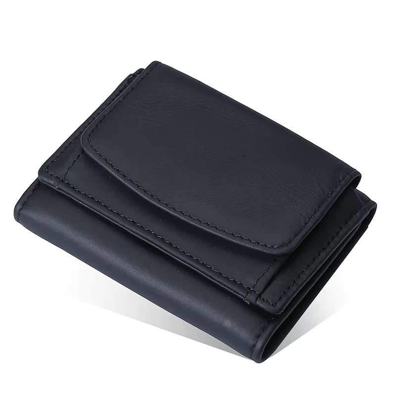 Portefeuille AirTag en cuir huilé RFID, portefeuille à trois volets, adapté aux hommes et aux femmes