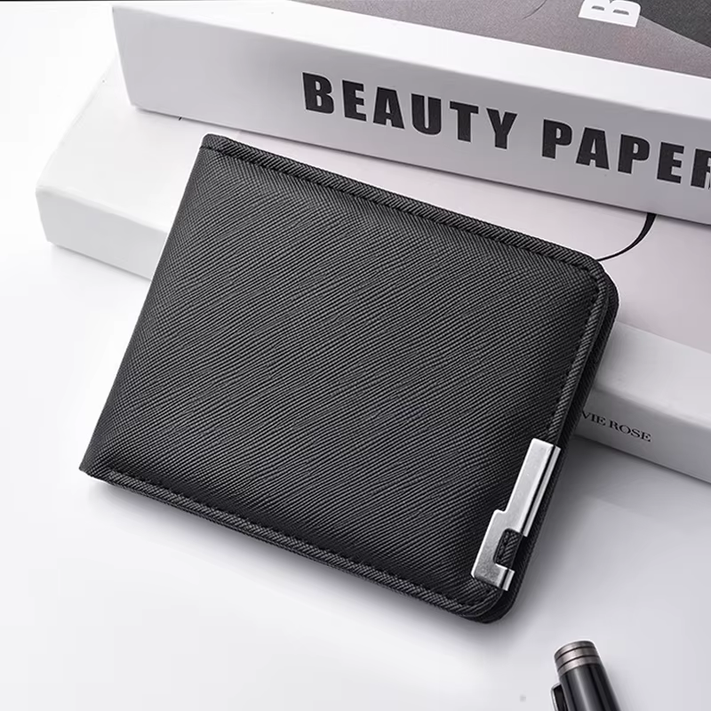 Portefeuille court pour hommes avec logo de voiture, en cuir PU, portefeuille à deux volets, porte-c