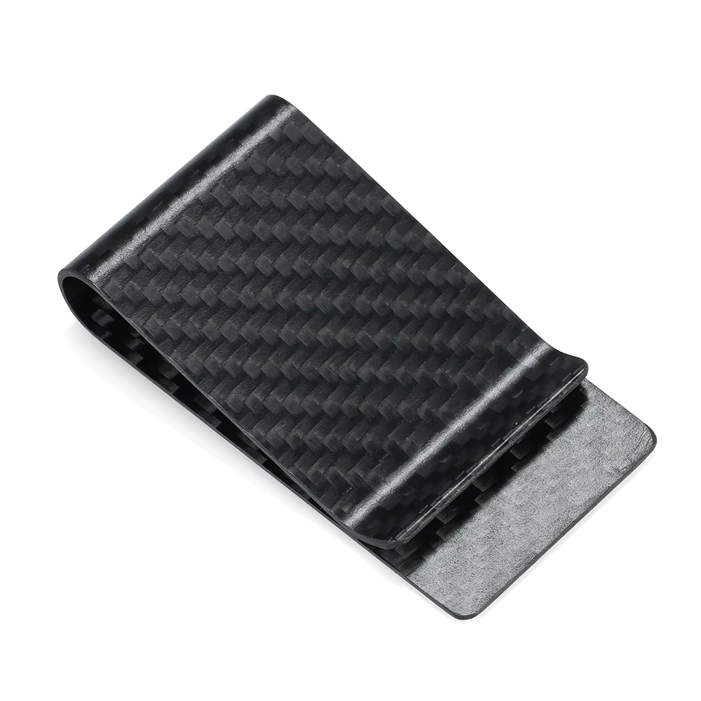 Portefeuille noir en Fiber de carbone, pince à billets, carte de crédit, porte-cartes de visite pour