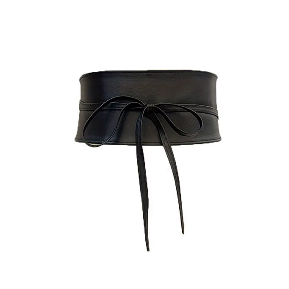 Ceinture en dentelle avec nœud pour femmes, Corset large, noir et blanc, auto-cravate, Obi Cinch, po
