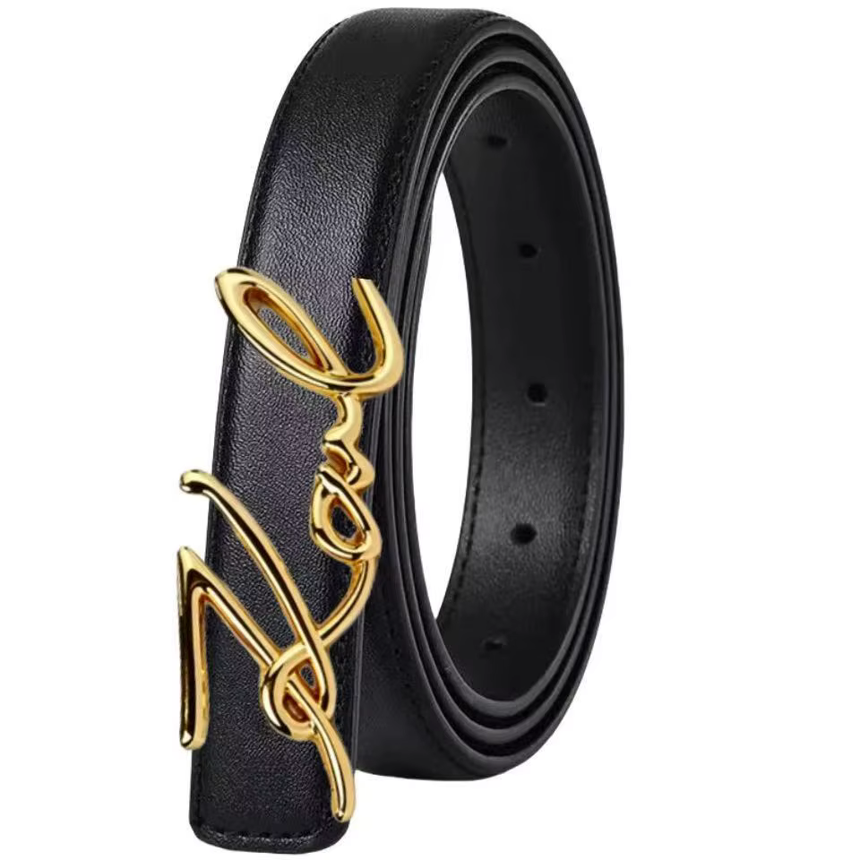 Ceintures pour femmes, boucle en métal argentée longue avec lettres, multicolores, style streetwear,