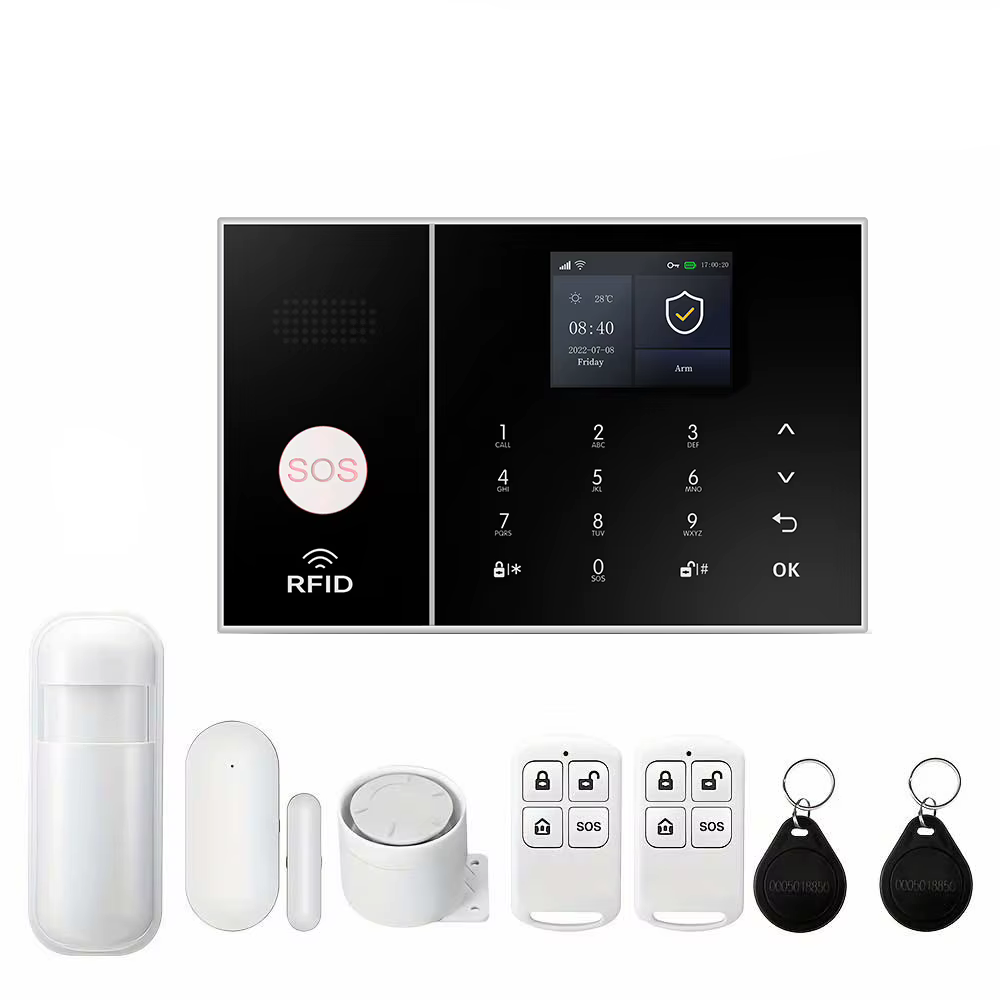Système d'alarme sans fil 2.4G WiFi, kit de sécurité domestique avec capteur de mouvement de porte, 