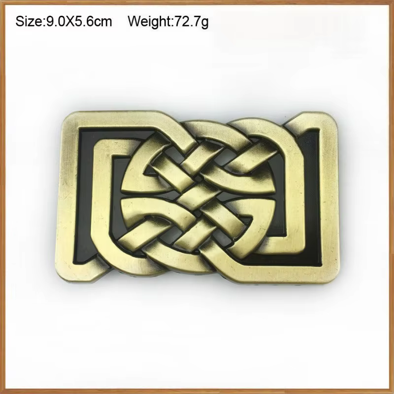 Boucle de ceinture en alliage de zinc avec nœud celtique 02752, style rétro décontracté western pour