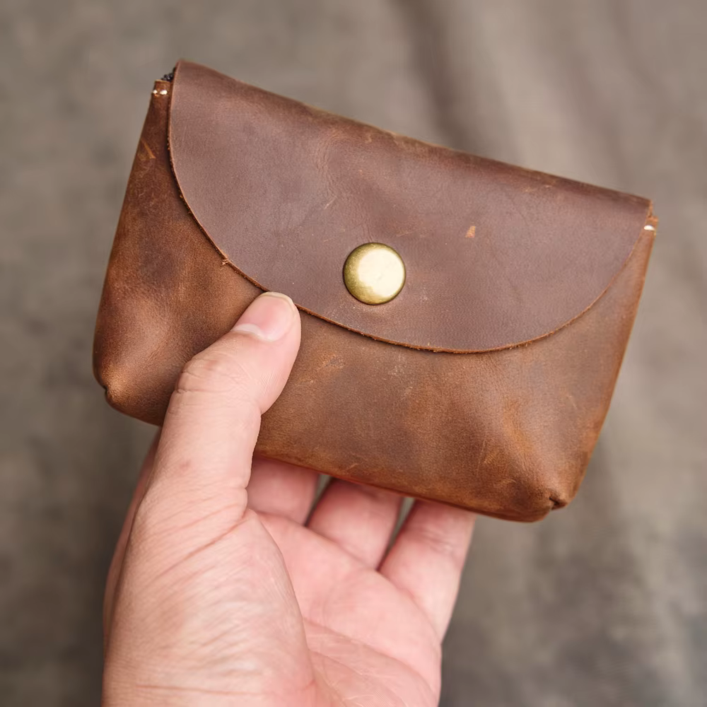 Portefeuille en cuir véritable à double fermeture éclair pour hommes et femmes, mini porte-cartes, p