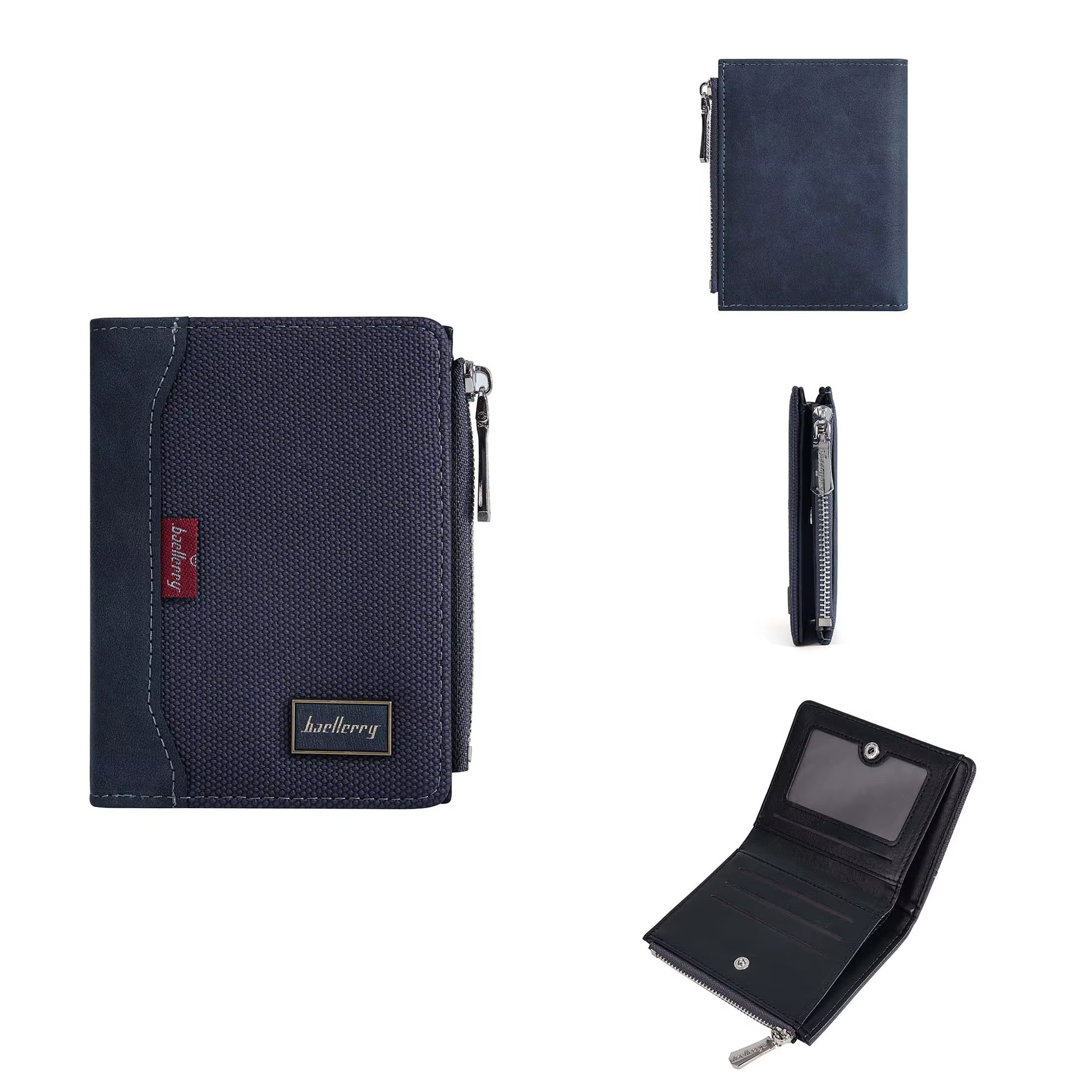 Portefeuille homme Baellerry avec blocage RFID, fermeture éclair, porte-cartes, poche pour photo d'i