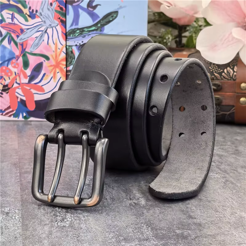 Ceinture en cuir véritable à Double ardillon pour homme, accessoire de Cowboy occidental, avec boucl
