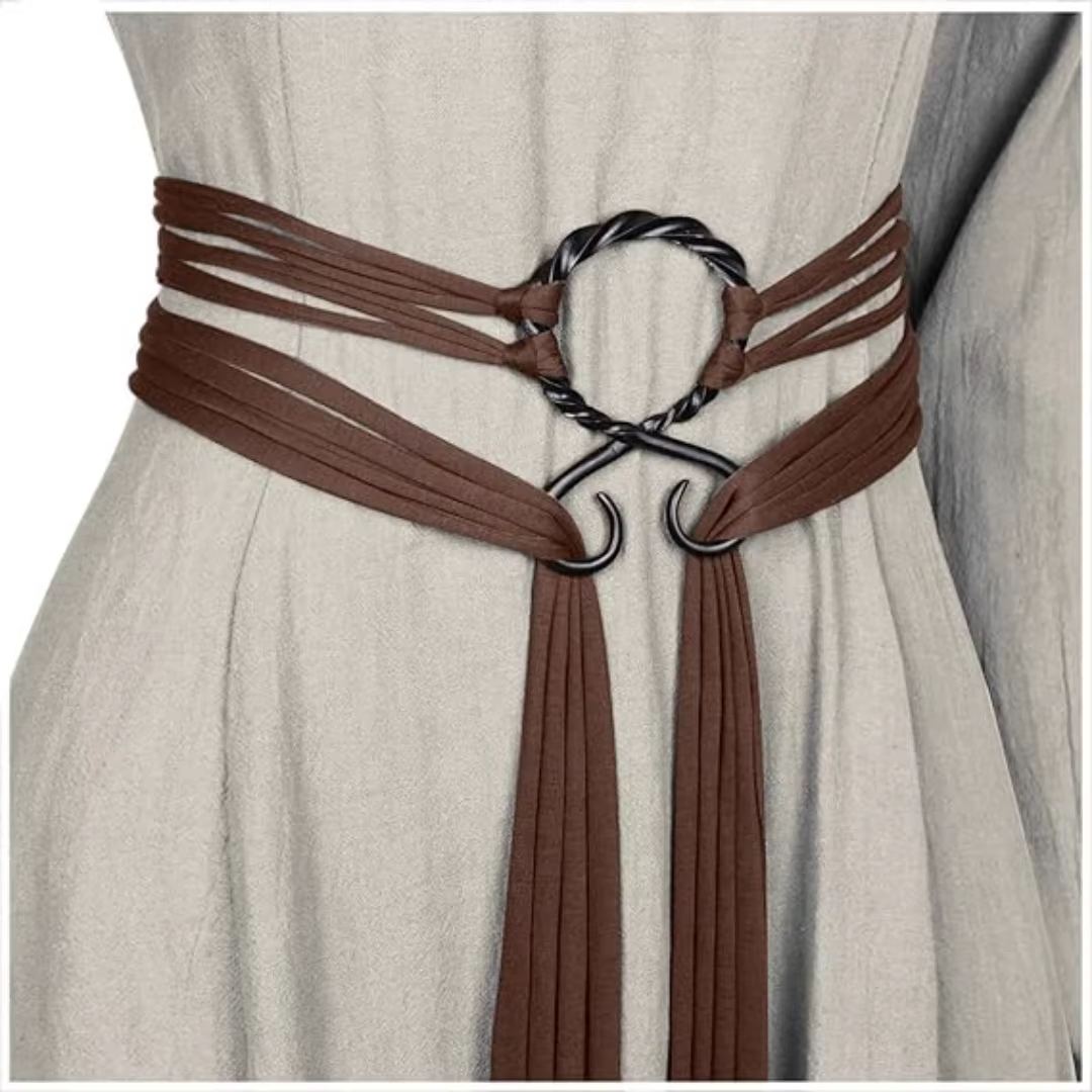 Ceinture Vintage à nœud en corde pour femmes, anneau métallique victorien médiéval, boucle de taille