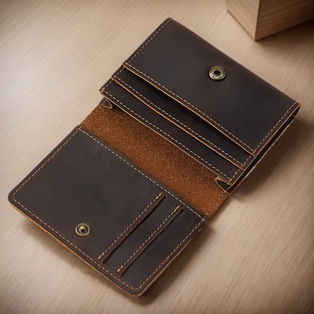 Vintage Crazy Horse cuir carte de crédit portefeuille hommes véritable peau de vache mince ID VIP ca