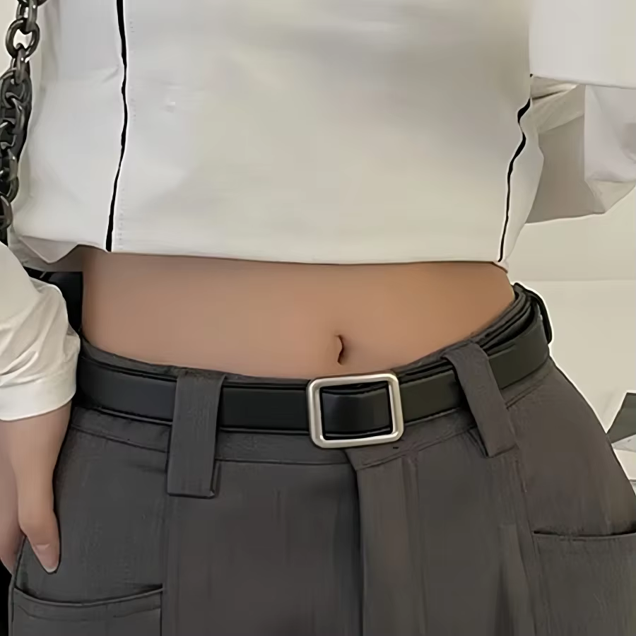 Ceinture en cuir PU pour femmes, boucle carrée, boucle ardillon, jean noir, Chic, marque de luxe, sa