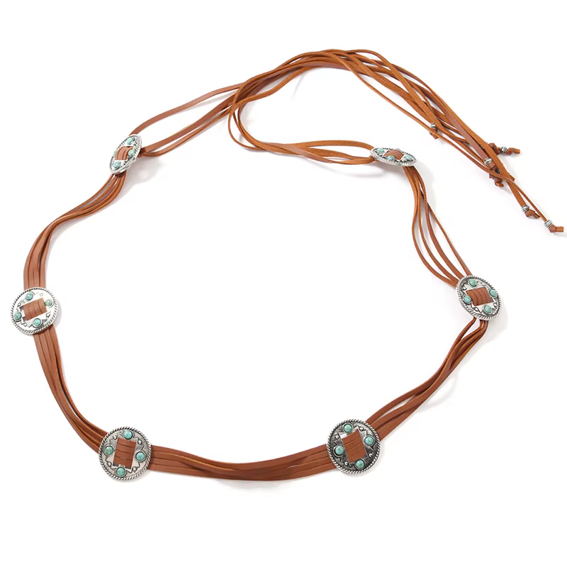 Ceinture en cuir pour femme de style bohème vintage - Accessoire de mode