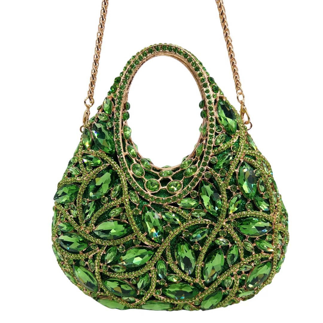 Sac de soirée vintage en satin vert olive avec poignée supérieure, pochette élégante pour mariage et
