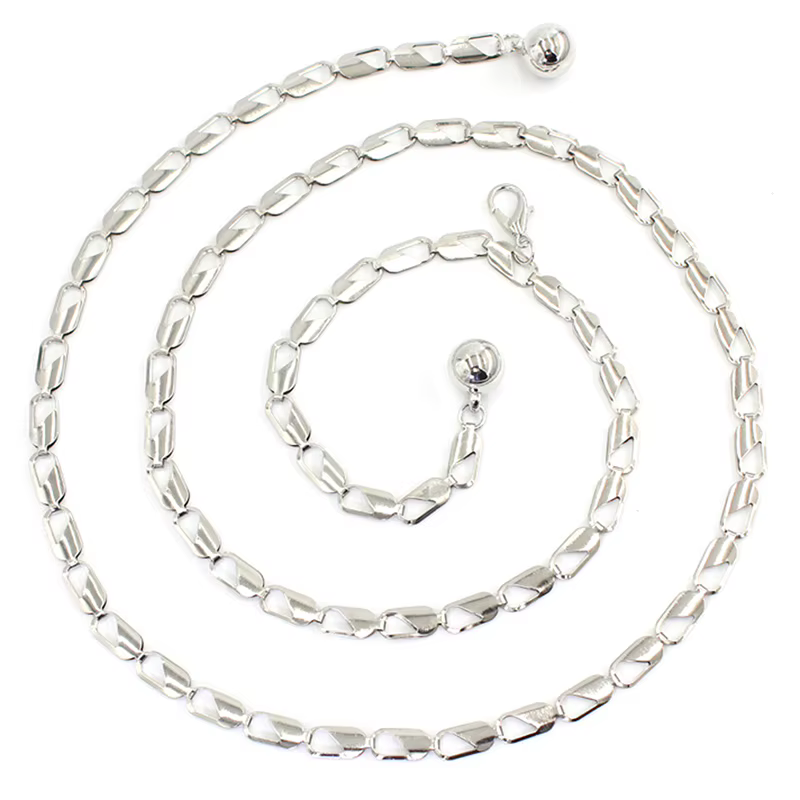 Ceinture de hanche taille haute pour femme, or, argent, métal JOChunky, breloque franges, ventre, co