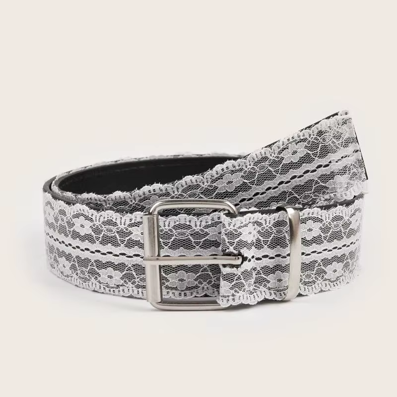 Belle ceinture de taille en dentelle florale blanche ; Accent de mode réglable assorti pour les femm