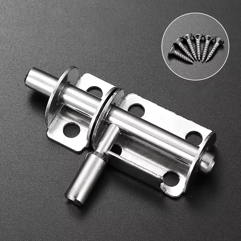 Serrure de porte de salle de bain, loquet coulissant solide, sécurité domestique en acier inoxydable