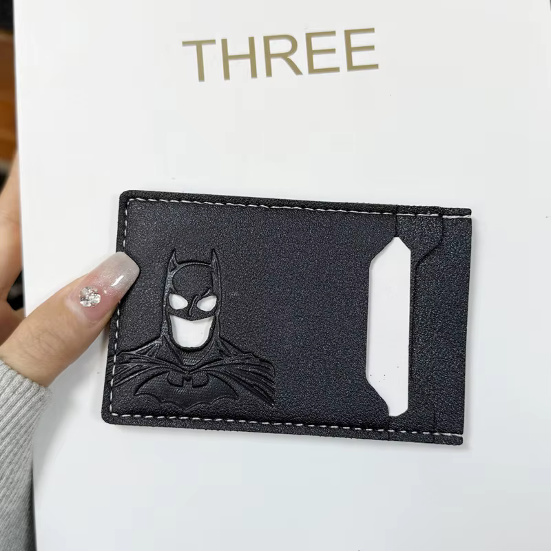 Porte-carte d'identité en cuir personnalisé, design masque de super-héros, portefeuille de voyage, i