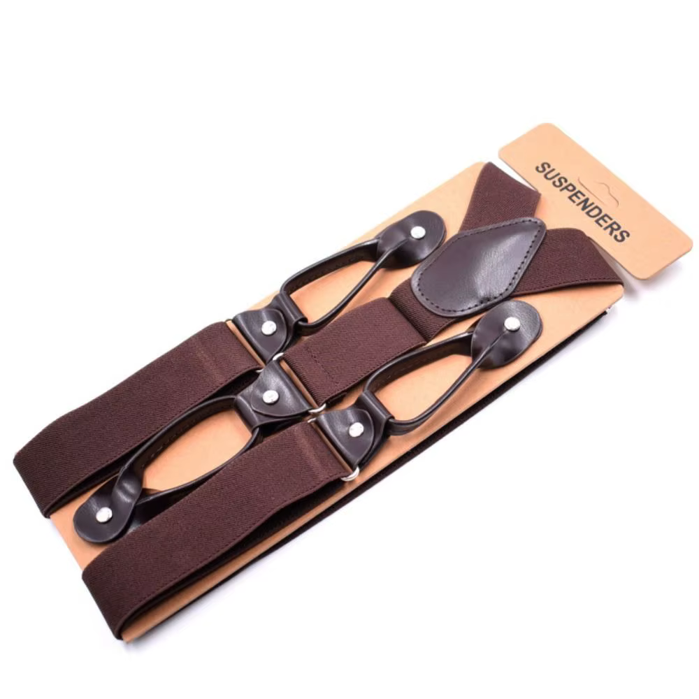 Bretelles Vintage en cuir pour hommes et femmes adultes, bout de bouton garni, dos en Y, bretelles é