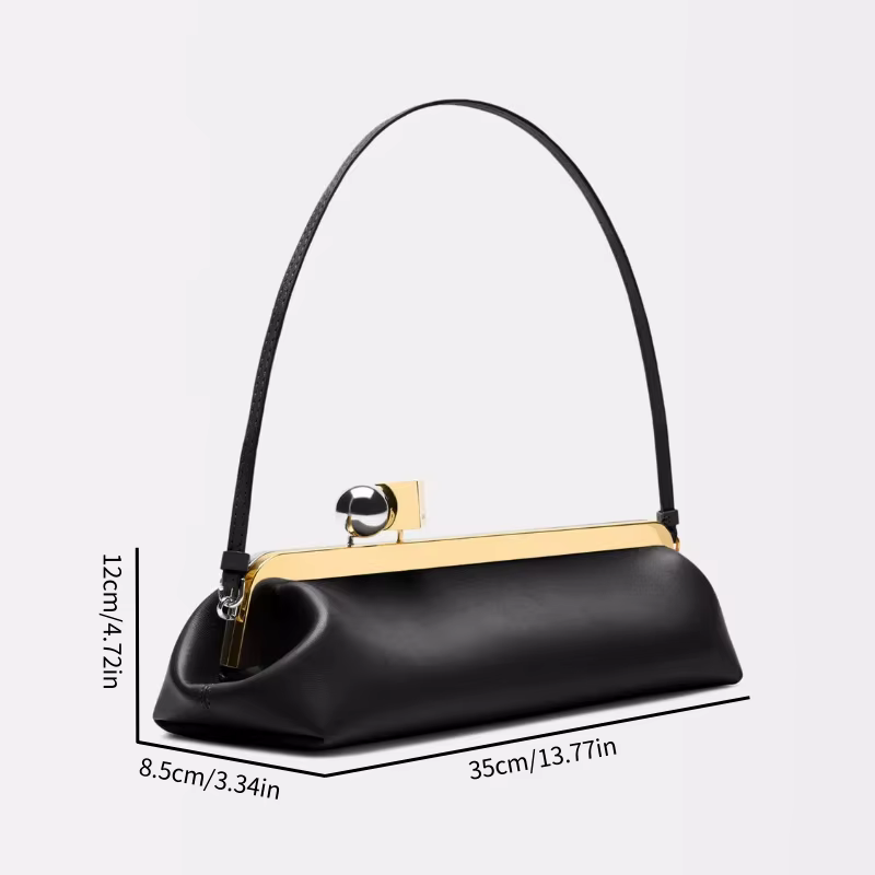 Pochette longue avec bandoulière amovible, sac Baguette à la mode pour femmes, sac à main à Clip de