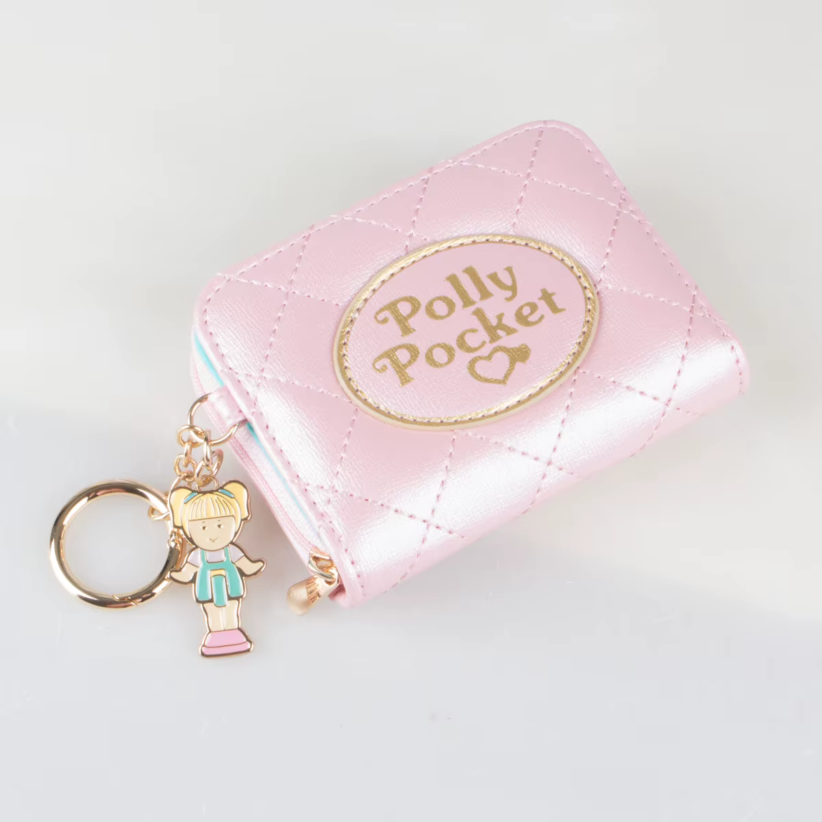 Portefeuille à fermeture éclair cousu rose, porte-cartes individuel de haute qualité avec fenêtre d'
