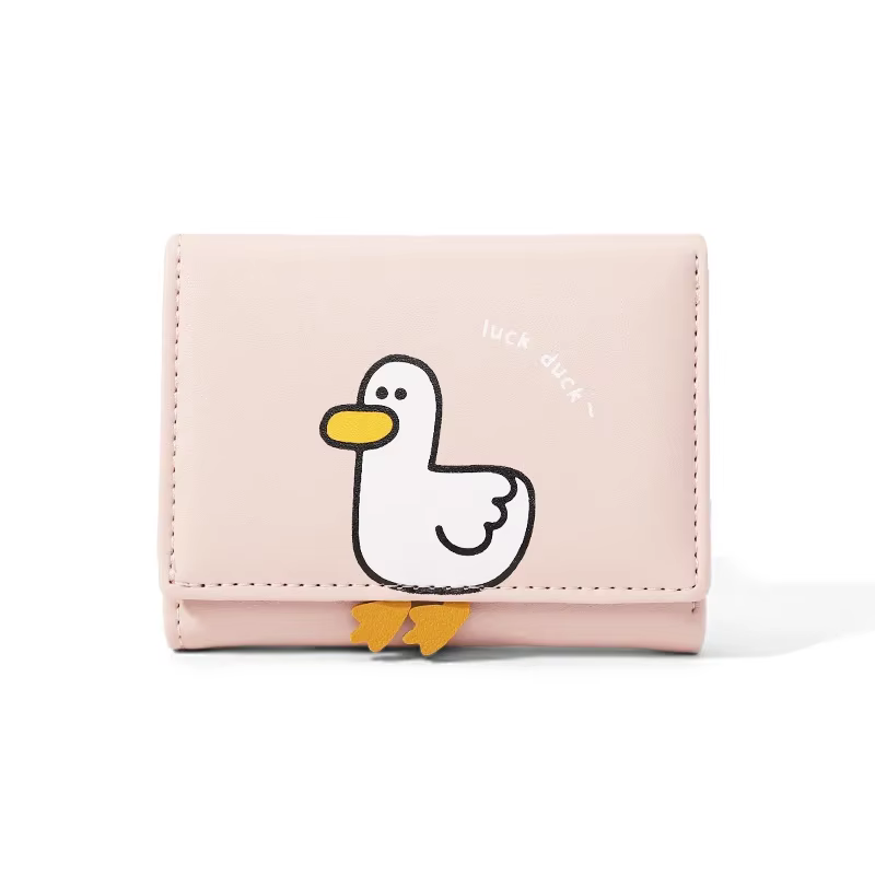 Portefeuille en cuir PU pour femmes, Design créatif de canard porte-bonheur, porte-carte bancaire, p