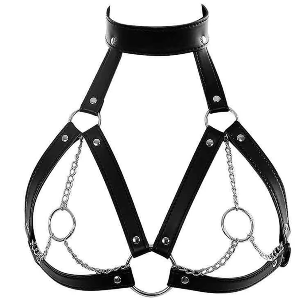 Ceinture en cuir PU noir pour femme, style harnais, réglable, style gothique punk, parfaite pour les