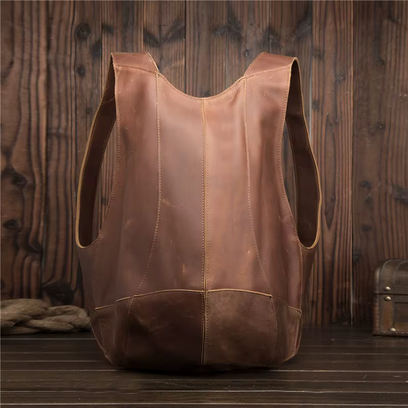 2108 hommes Crazy Horse cuir cuir cuir de vachette sac à dos rétro décontracté marron foncé sac à do