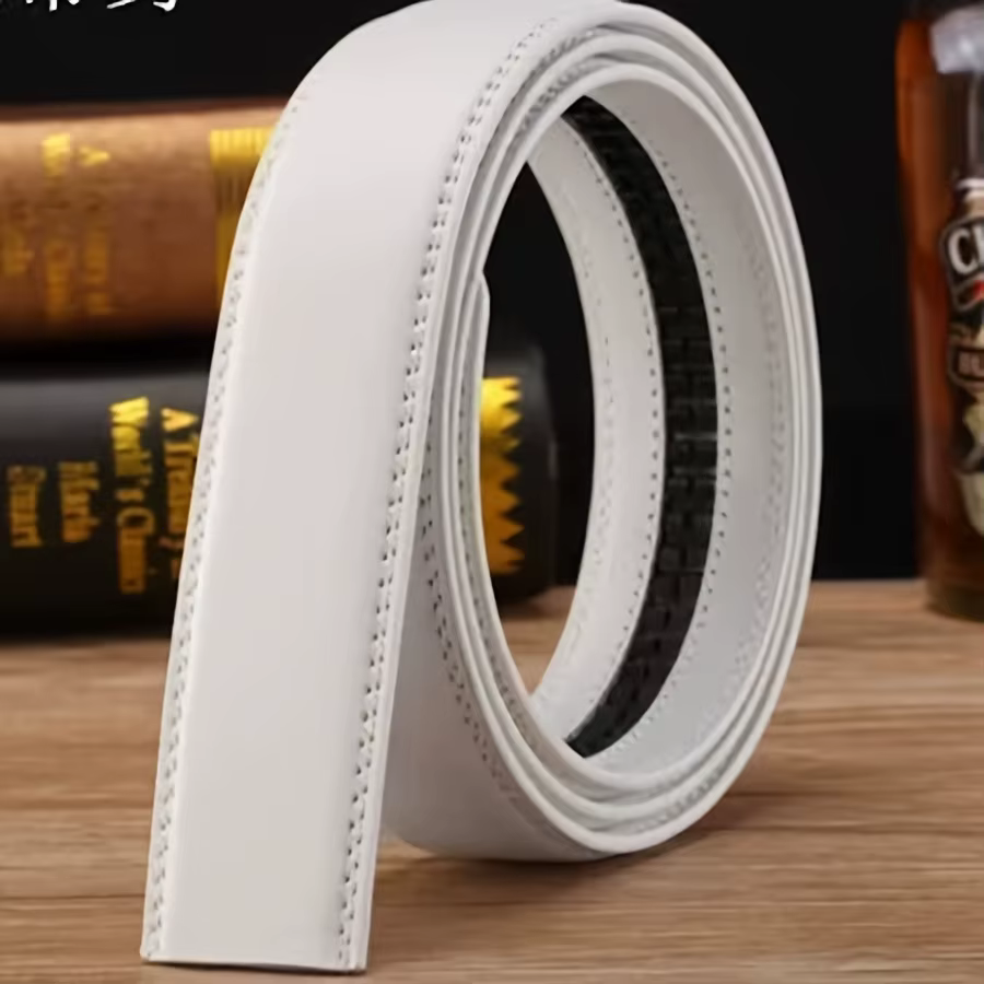 Ceinture sans boucle pour hommes et femmes, ceinture en cuir blanc sans boucle, sangle de remplaceme