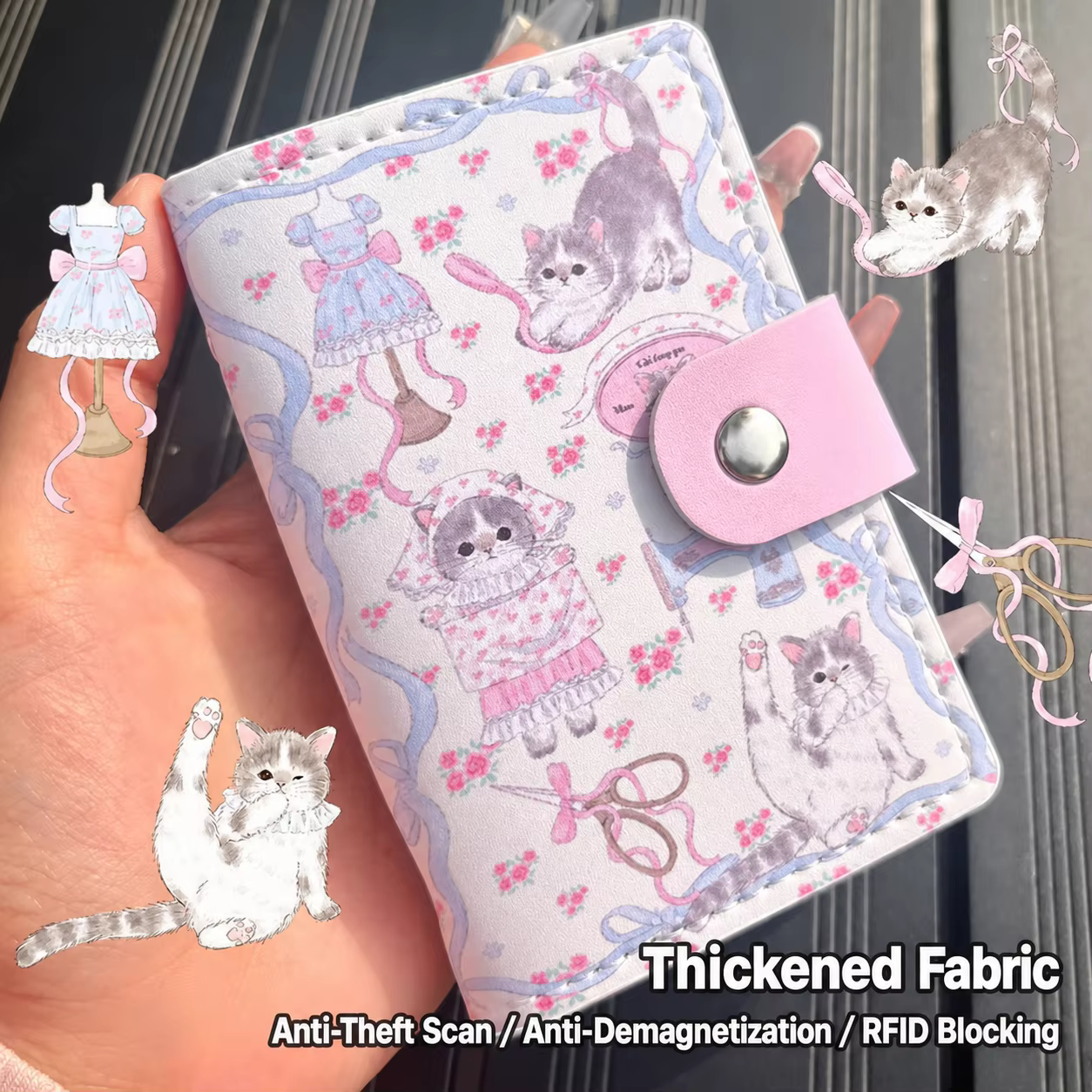 Portefeuille pour cartes en cuir Pu, écologique, imprimé de dessins animés, porte-cartes avec blocag